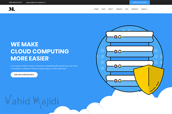 دانلود قالب Html تک صفحه ای برای وب سایت هاستینگ (Blue Hosting)