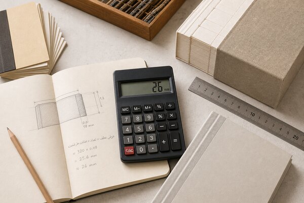 محاسبه عطف کتاب - book spine width calculator - ضخامت عطف - spine thickness - گرماژ کاغذ - paper gsm - تعداد صفحات و عطف - pages and spine - طراحی جلد کتاب - book cover design