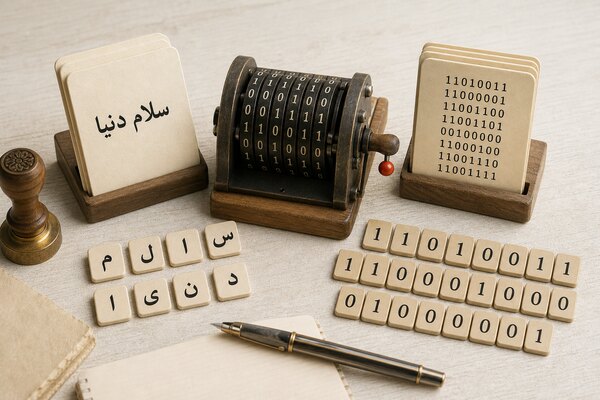 تبدیل متن به کد باینری - text to binary - باینری به متن - binary to text - تبدیل فارسی و انگلیسی - Persian English binary - کدگذاری و دیکدینگ - encode decode - مبدل آنلاین باینری - binary converter