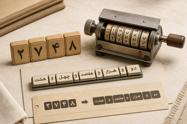 تبدیل عدد به حروف فارسی - number to Persian words - عدد به حروف - number to words - تبدیل مبلغ به حروف - amount in words - حروف‌نویس فارسی - Persian wording - تبدیل اعداد چکی - check amount words