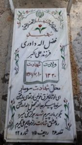عکس مزار شهید فضل اله داوری فرزند علی اکبر